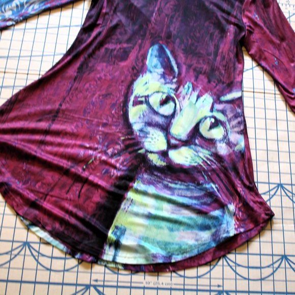 Simply Aster Abstract Cat Lady Dress Small NWOT - Picture 7 of 9